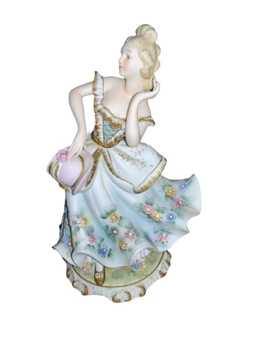 Lefton Porcelain Dancing Victorian Lady Figurine KW2077B Vintage - Picture 1 of 8